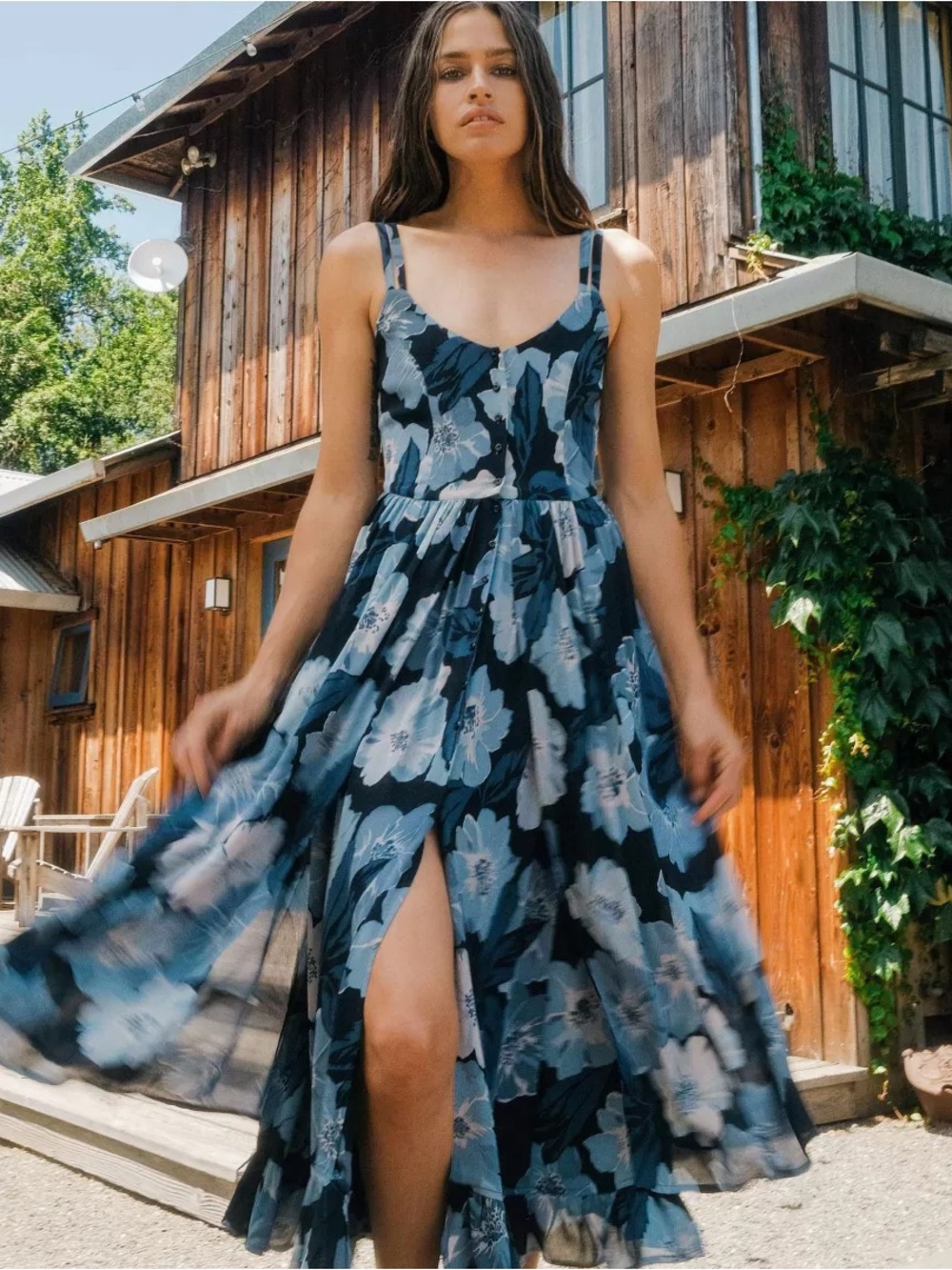 Christy Dawn The Nicks Dress Size Small Hibiscus Blues Floral Midi Romantic